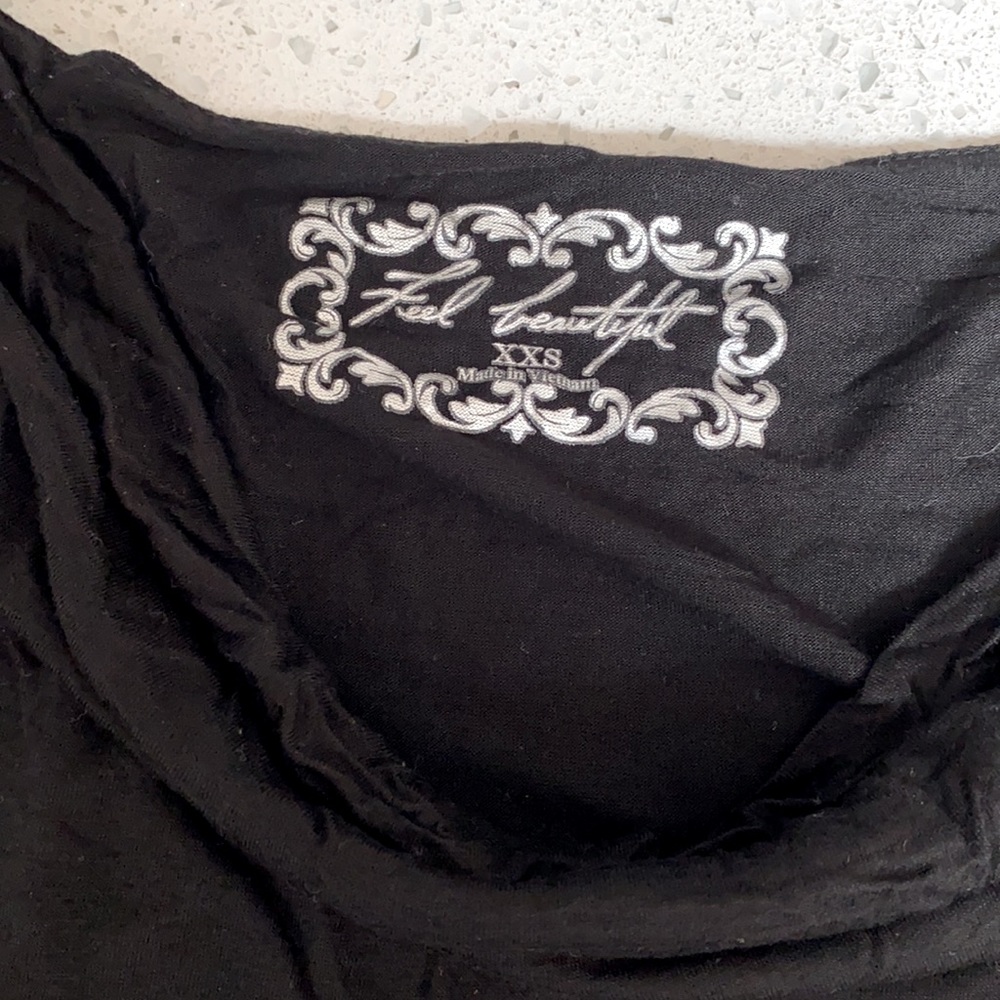 WHBM Black Drape Neck Long Sleeve Top - XXS - Picture 3 of 3